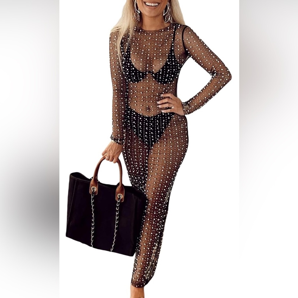 Beaded mesh dress